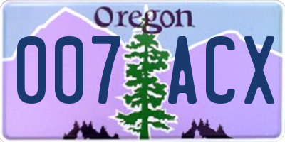 OR license plate 007ACX
