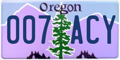 OR license plate 007ACY