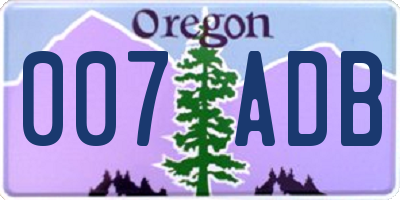 OR license plate 007ADB