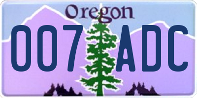 OR license plate 007ADC