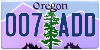 OR license plate 007ADD