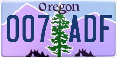 OR license plate 007ADF