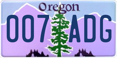 OR license plate 007ADG