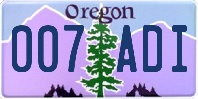 OR license plate 007ADI