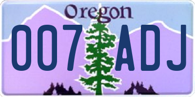 OR license plate 007ADJ