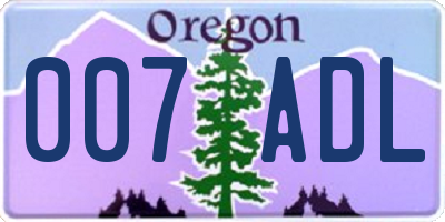 OR license plate 007ADL
