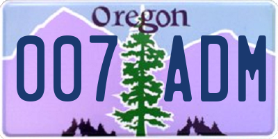 OR license plate 007ADM