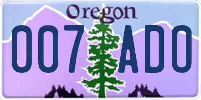OR license plate 007ADO