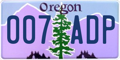 OR license plate 007ADP