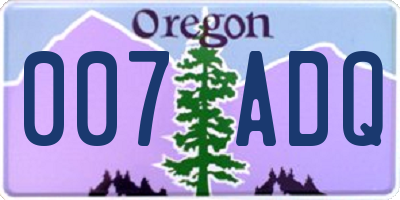 OR license plate 007ADQ