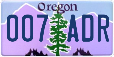 OR license plate 007ADR