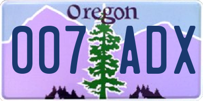 OR license plate 007ADX
