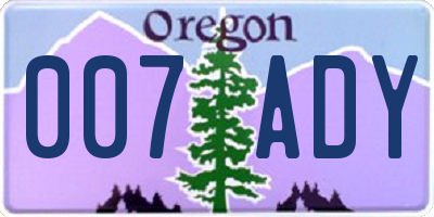 OR license plate 007ADY