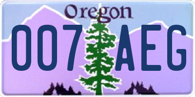 OR license plate 007AEG