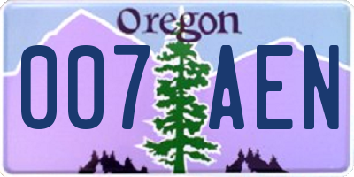 OR license plate 007AEN