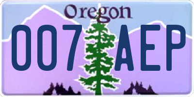 OR license plate 007AEP