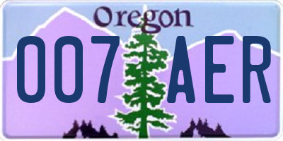 OR license plate 007AER