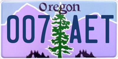 OR license plate 007AET