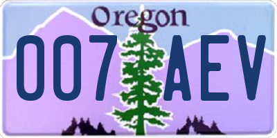 OR license plate 007AEV