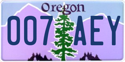 OR license plate 007AEY