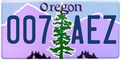 OR license plate 007AEZ