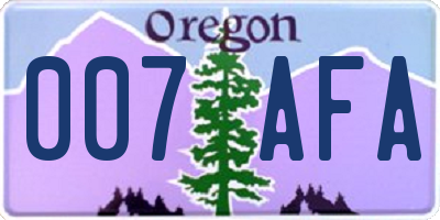 OR license plate 007AFA