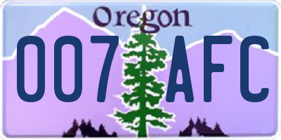 OR license plate 007AFC