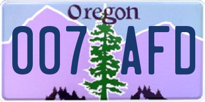 OR license plate 007AFD