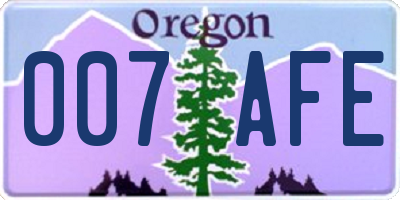 OR license plate 007AFE