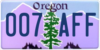 OR license plate 007AFF