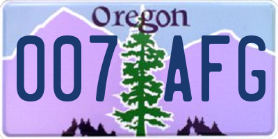 OR license plate 007AFG