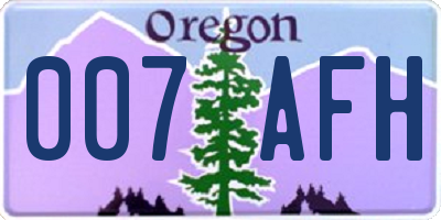 OR license plate 007AFH