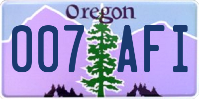OR license plate 007AFI
