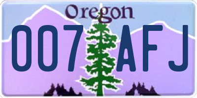OR license plate 007AFJ