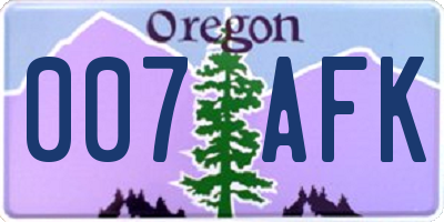 OR license plate 007AFK