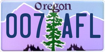 OR license plate 007AFL