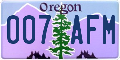 OR license plate 007AFM