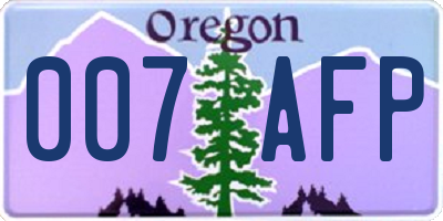 OR license plate 007AFP