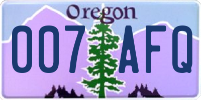 OR license plate 007AFQ