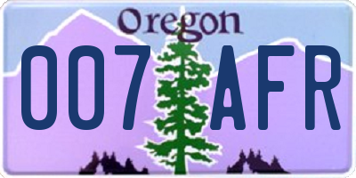 OR license plate 007AFR