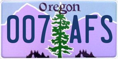 OR license plate 007AFS