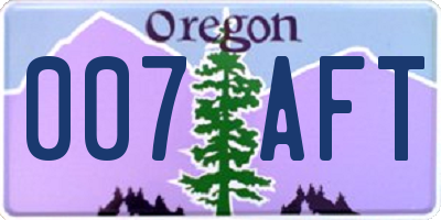 OR license plate 007AFT