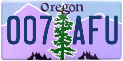 OR license plate 007AFU