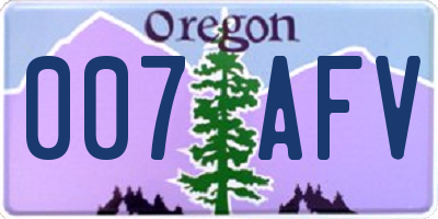 OR license plate 007AFV