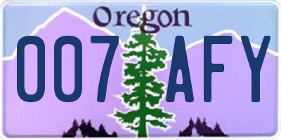 OR license plate 007AFY
