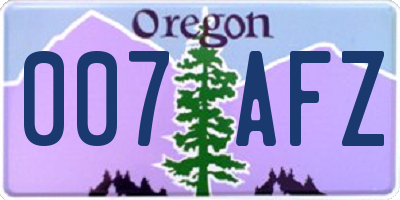 OR license plate 007AFZ