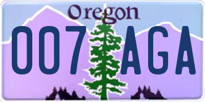 OR license plate 007AGA