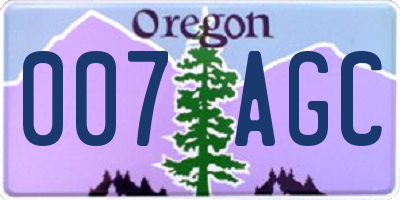 OR license plate 007AGC