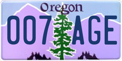 OR license plate 007AGE