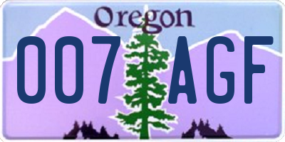 OR license plate 007AGF